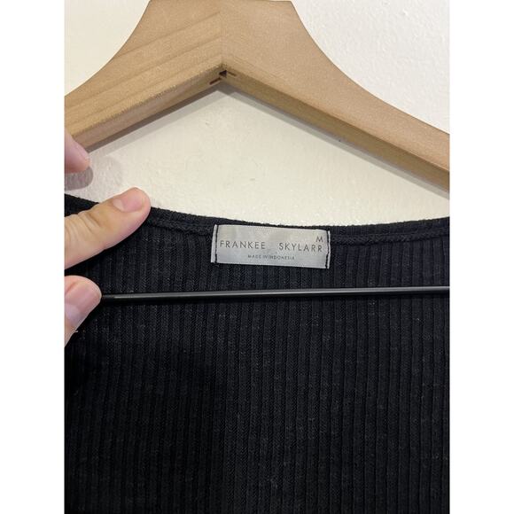 Y2K 90s Crop Henley Baby Tee M Grunge Bella Scandi Whimsigoth Coquette Romantic - Picture 5 of 13